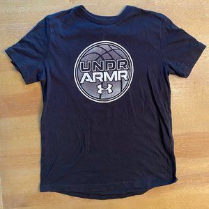 Under Armour black tshirt youth medium with Basketball Graphic
